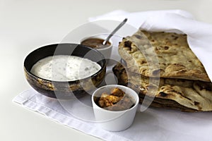 Indian flat breads Naans with white cloth