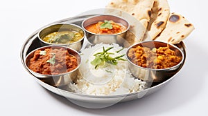 Indian Food Assortment on White Background