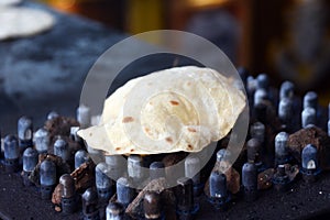 Indian Food, Chapathi or Phulka roti on grill
