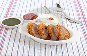 Indian Food Kabuli Chana Tikkis or Chickpea Patties