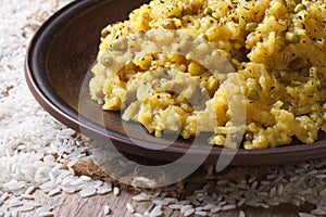 Indian Food: Khichdi with rice and mung bean