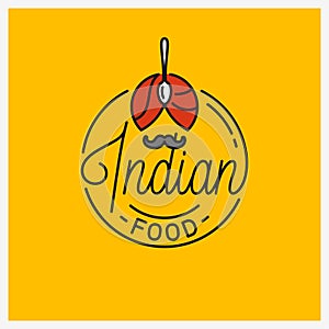 Indian Food Logo. Round linear of Indian turban