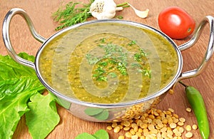 Indian Food Palak or Spinach Sambar photo