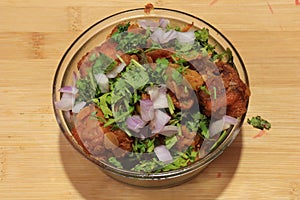 Indian food paneer butter masala in a Glass bowl