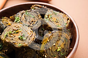 Indian food Patra or Paatra or Alu Vadi