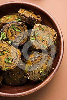 Indian food Patra or Paatra or Alu Vadi