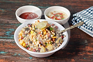 Indian food Sabudana Khichhichdi serves in festival seasons.