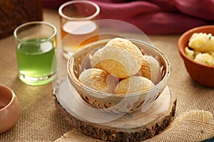 Indian Food Snacks Gol Gappe or Pani Puri or Puchka