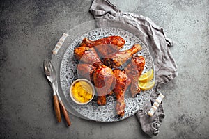 Indian food Tandoori chicken legs from above photo