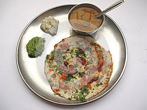 Indian Food-Uttappam And Sambhar photo