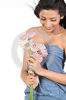 Indian girl with daisy flowers