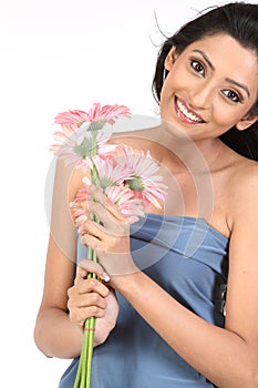 Indian girl with daisy flowers