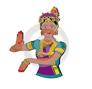 Indian girl portrait.hand with lotus.Mehndi.Puranas.Sanskrit.Sari. Indian pose