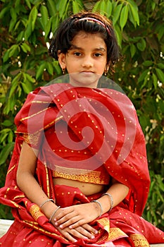 Indian girl in red dress