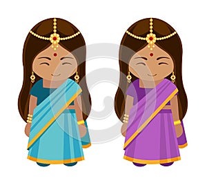 Indian girls in sari.