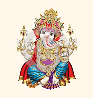 Indian God Ganesha with decoration photo
