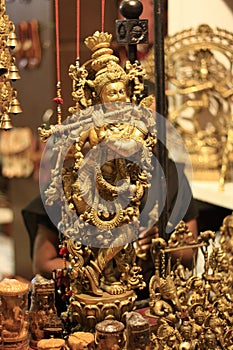 Indian God Lord Krishna Handicraft Gold Idol