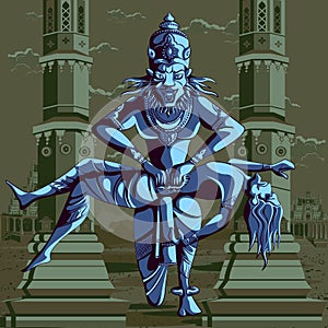 Indian God Narasimha killing Hiranyakashipu