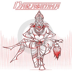 Indian God Narasimha in sketchy look