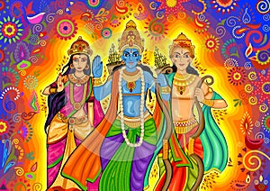 Indian God Rama with Laxman and Sita for Dussehra festival celebration in India