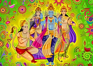 Indian God Rama with Laxman and Sita for Dussehra festival celebration in India photo