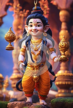 Indian god shiv standing on blur background Generative AI