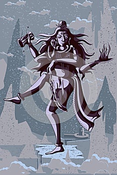 Indian God Shiva dancing in Nataraja pose