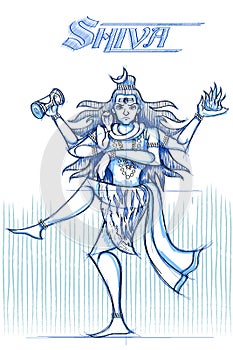 Indian God Shiva in sketchy look