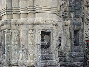 Indian goddess is carved in stone at Baijnath Temple