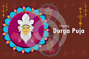 Indian Goddess Durga for Happy Dussehra or Shubh Navratri festival of India