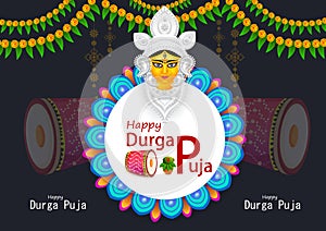 Indian Goddess Durga for Happy Dussehra or Shubh Navratri festival of India