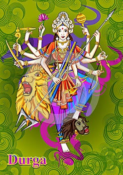 Indian Goddess Durga sculpture for Durga Puja holiday festival of India in Dussehra Vijayadashami Navratri