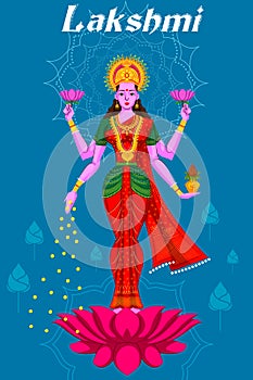 Indian Goddess Lakshmi on Lotus