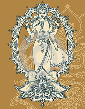 Indian goddess Lakshmi and royal ornament