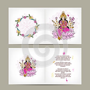 Indian goddess Shakti, postcard design
