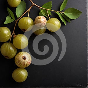 Indian Gooseberry (Amla) on black background