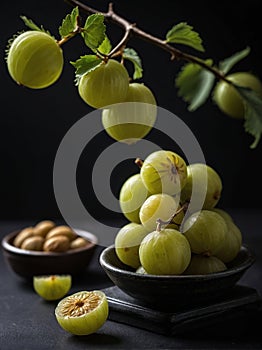 Indian Gooseberry (Amla) on black background