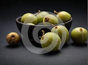 Indian Gooseberry (Amla) on black background