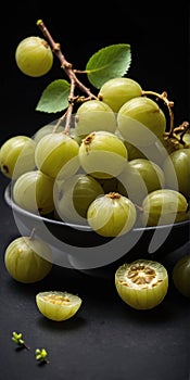 Indian Gooseberry (Amla) on black background