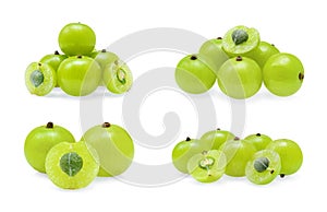 Indian gooseberry or Amla Phyllanthus emblica isolated on white