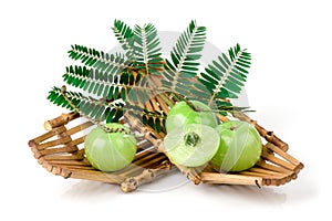 Indian Gooseberry or Phyllanthus emblica fruits isolated on white background