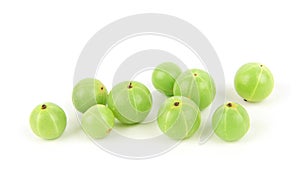 Indian Gooseberry or Phyllanthus emblica fruits isolated on white background