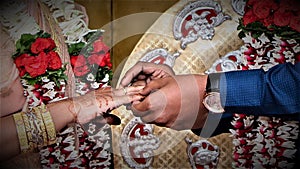 Wedding couples ring ceremony.