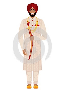 Indian groom in traditional costume