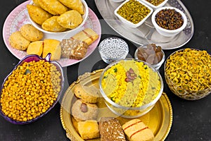 Indian Group of Diwali and Holi Celebration Food