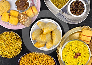 Indian Group of Diwali and Holi Celebration Food