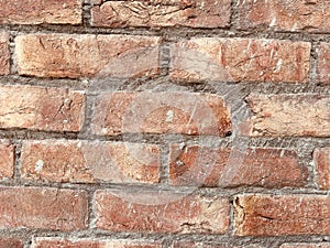 Indian Grunge brick wall texture for your background.Old red brick wall texture background in sunlight.Detailed old red brick wall