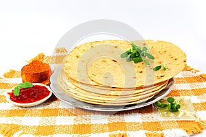 Indian gujrati snack khakhra or crispy roti or crispy chapati bread