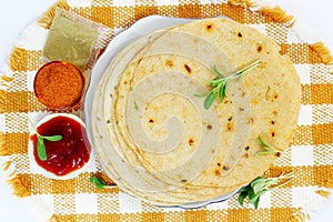 Indian gujrati snack khakhra or crispy roti or crispy chapati bread