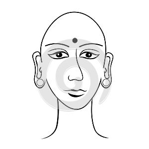 Indian head buddha meditation open eye coloring.